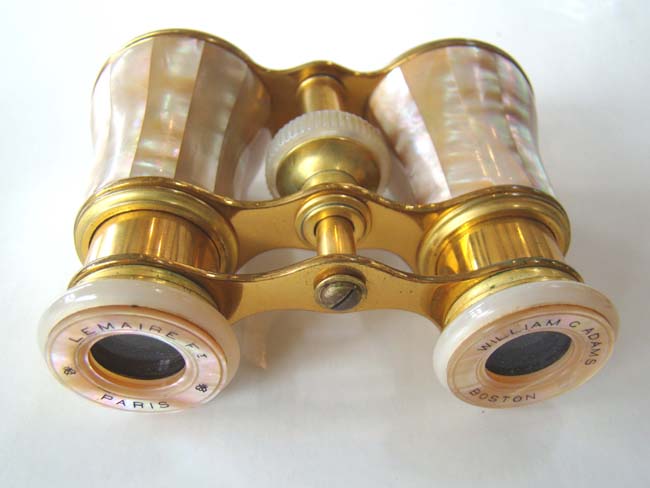 A pair of late 19th century Mother-of-pearl mounted Opera Glasses signed "Lemaire, Paris and William C. Adams, Boston"